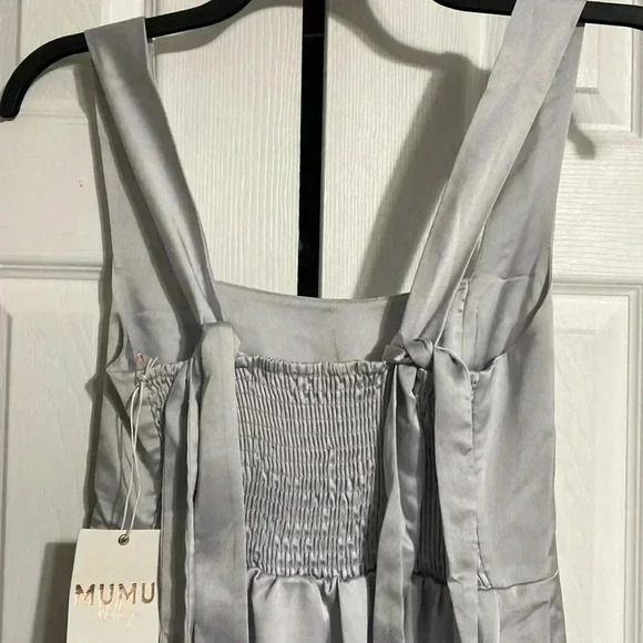 Show Me Your MuMu gray satin Claire Midi Dress CS SMALL XL - Picture 7 of 12